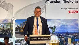 Transport for the North Chief Executive Martin Tugwell speaking at the Transport for the North Annual Conference in 2024
