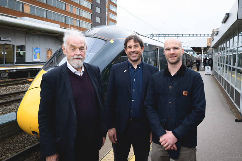 Go-op board: John Hassall, Alex Lawrie, David Warren at Swindon station. JON CRAIG.