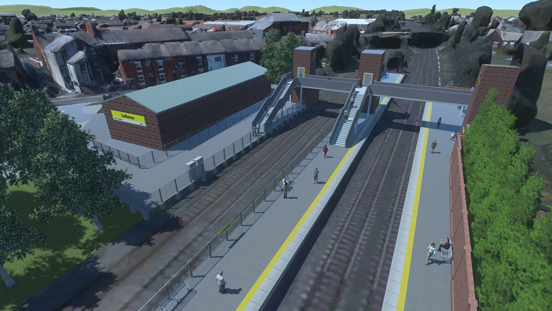 An artist's impression of the proposed Golborne station. TRANSPORT FOR GREATER MANCHESTER.