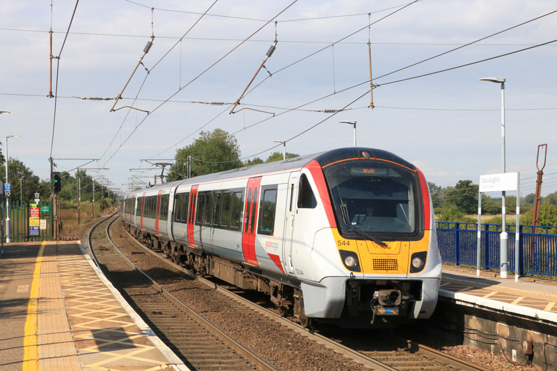 Greater Anglia 720544 arrives at Manningtree on September 4 2024 with the 1002 London Liverpool Street-Ipswich. PAUL BIGGS.