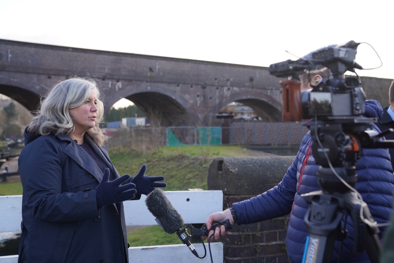 Heidi Alexander speaking to the media by Parkhead Viaduct which will soon become part of the West Midlands Metro. PETER PLISNER.