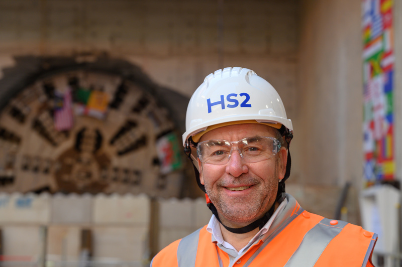 HS2 Ltd Chief Executive Mark Wild in Washwood Heath following the breakthrough of the Bromford Tunnel. HS2 LTD.