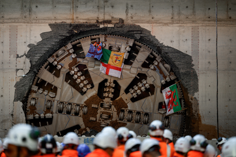HS2 tunnel boring machine Mary Ann completes the 3.5-mile-long Bromford Tunnel in Birmingham. HS2 LTD.