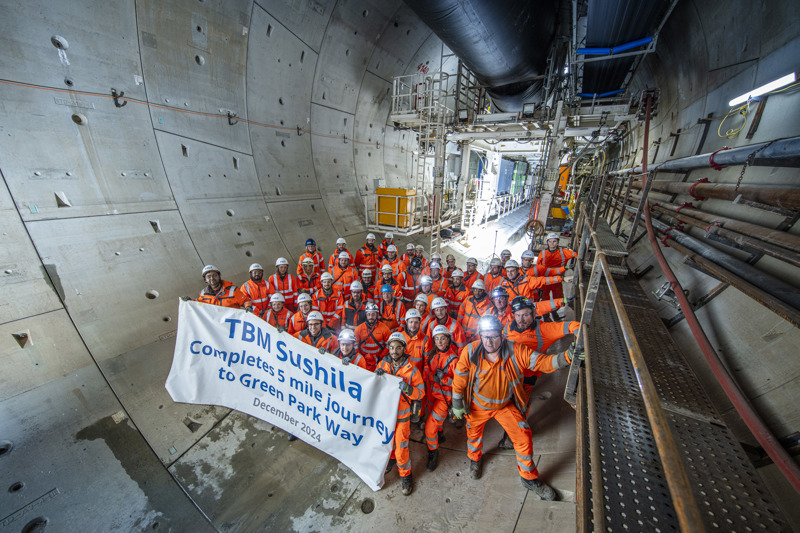 HS2 tunnelling team celebrates breakthrough of TBM Sushila at Green Park Way. HS2 LTD.