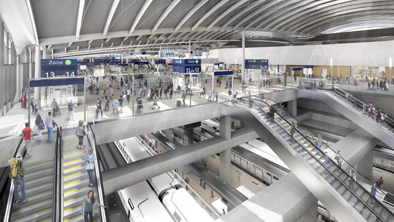 An artist's impression of how the HS2 Old Oak Common station, and concourse above, will look. HS2 LTD.