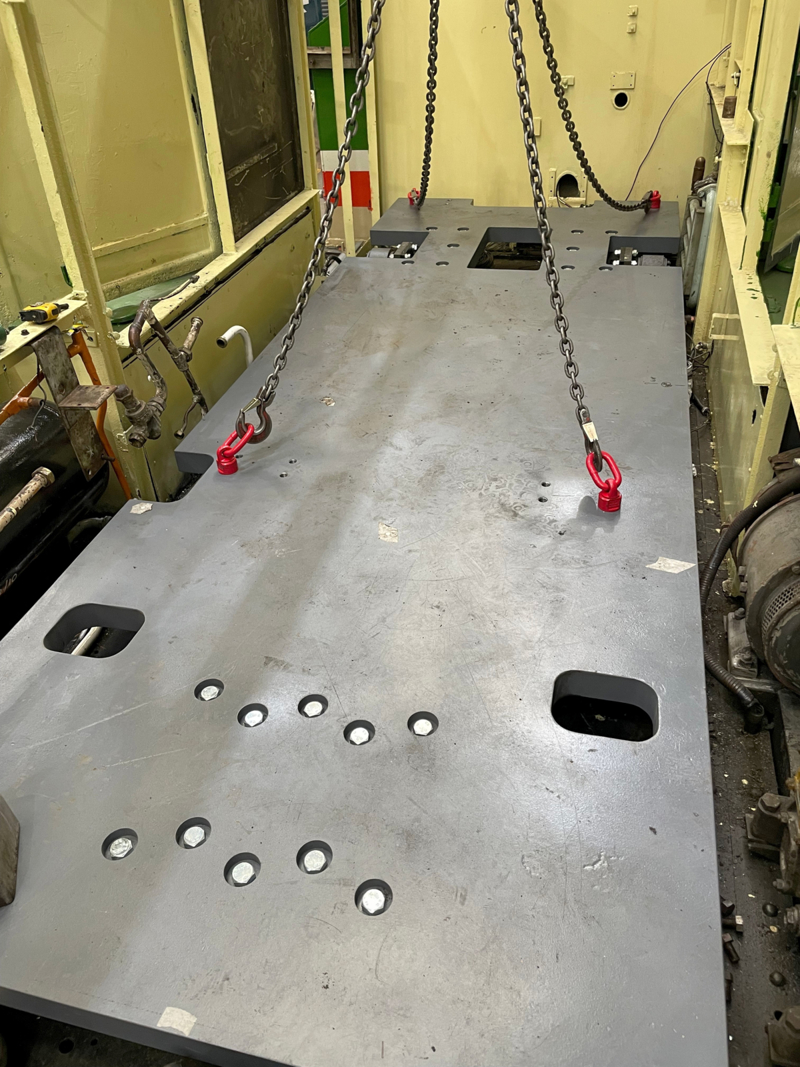  The 3.5-tonne baseplate inserted into the engine bay of H3802, to replace the ballast weight of the engine. GARY ESSEX.