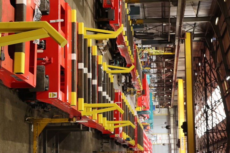BAA wagons being prepared for steel slab and coil traffic. DB CARGO UK.