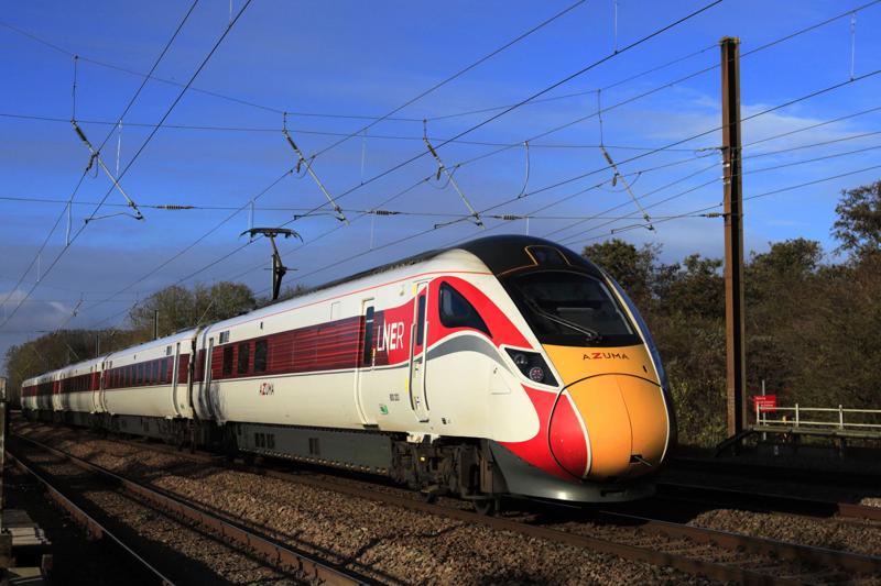 LNER Azuma 800203 passes Grantham. ALAMY.