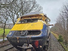 Scotrail 43129 following collision with debris from storm Gerrit 