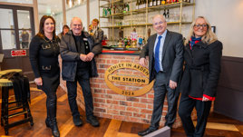Lord Peter Hendy Chairman of Network Rail officially opens Henley-in-Arden's newly-refurbished station on February 22, 2024.