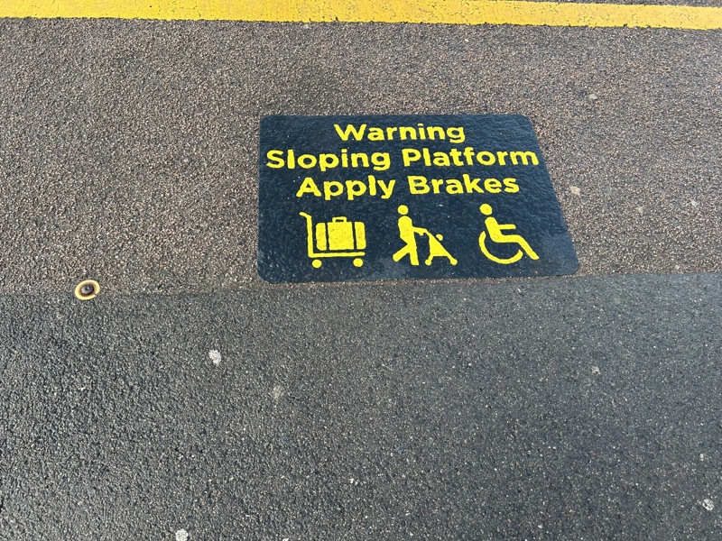 New platform signs warning people to apply brakes to prams at Banbury stations