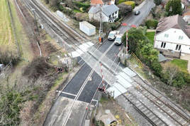 Aerial view of Star Lane level crossing