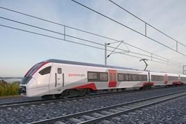 An artist's impression of a Greater Anglia Stadler 12-car train. GREATER ANGLIA.