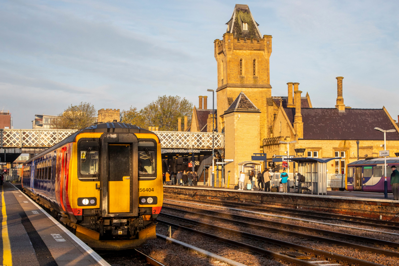 An East Midlands Railway Class 156 leaves Lincoln. MIKE BROOK.