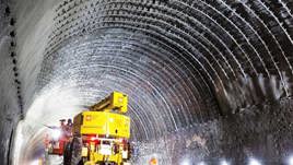 Work taking place in a railway tunnel