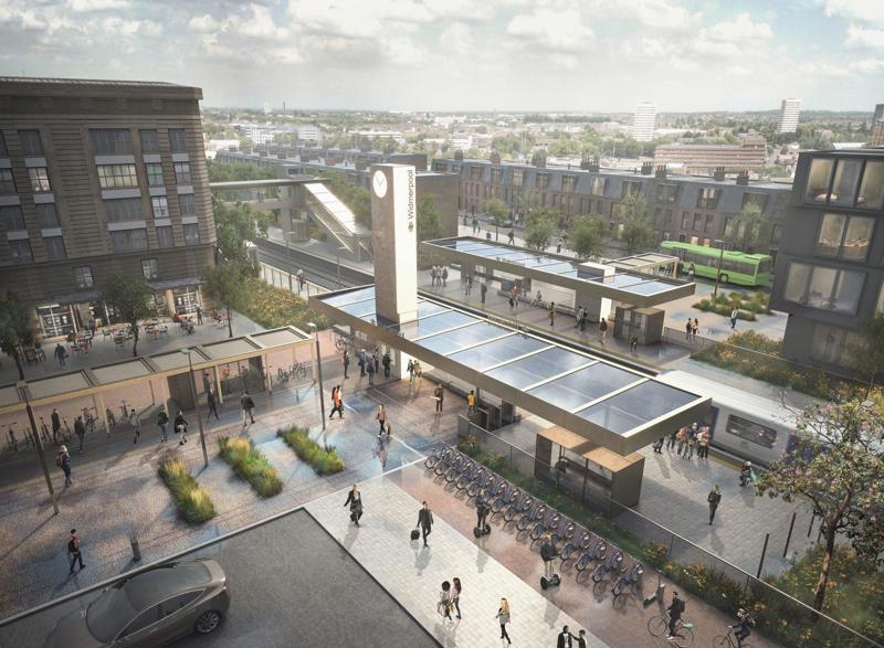 An example of an entrance for the HUB station. The Network Rail HUB station has been developed after an initial design competition which was won by Edinburgh-based architect 7N. NETWORK RAIL.