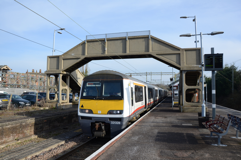 Greater Anglia 321328 waits at Thorpe-le-Soken on February 15 2023. The fleet of ‘Renatus‘ Class 321s are facing the threat of disposal. HOWARD JOHNSTON.