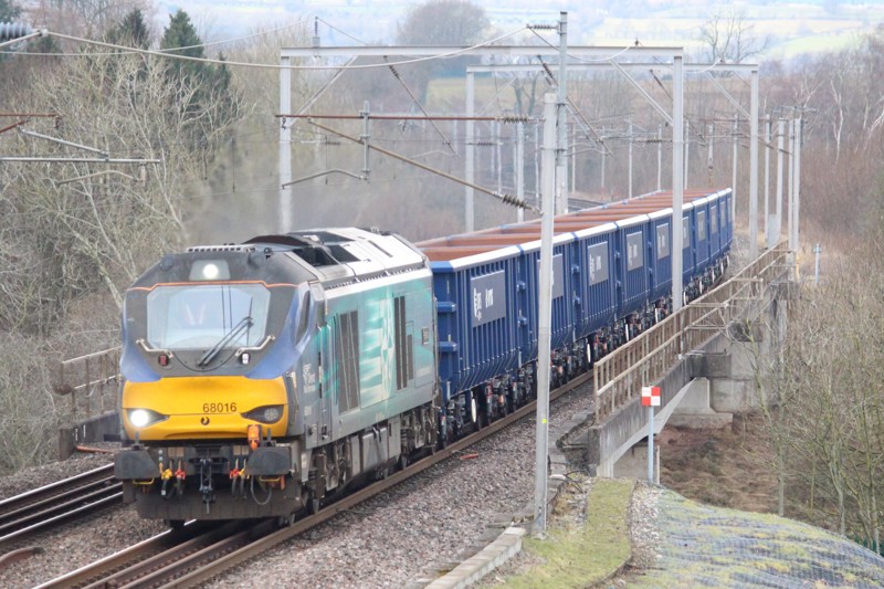 The first Shap-Drigg service hauled by DRS’ 68016 on January 31. SAM DIXON/DRS.