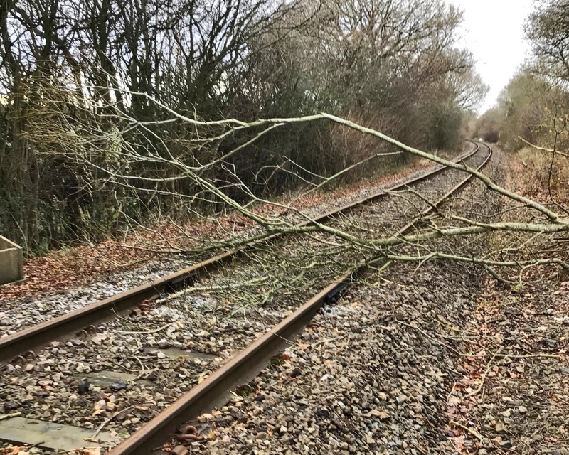 Storm Damage on the Heart of Wales line. NETWORK RAIL.