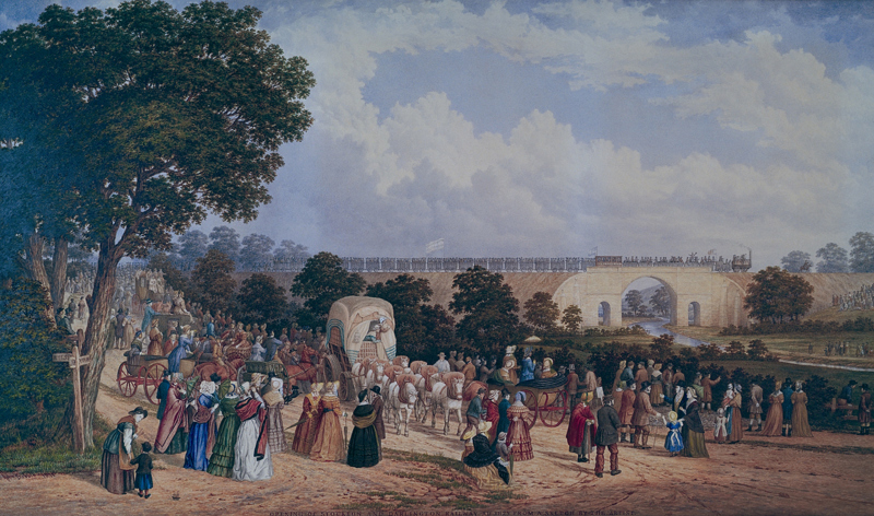 The opening of the Stockton and Darlington Railway 1825 by John Dobbin. HOPETOWN DARLINGTON