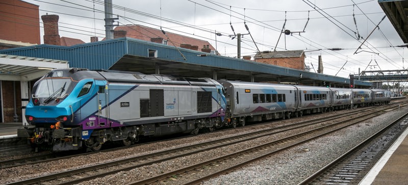 TransPennine Express 68023 Achilles stands at Doncaster on September 8 2022, on the rear of the 0926 Cleethorpes-Manchester Piccadilly test run. The ‘Nova 3s’ were withdrawn last year after the discovery of body cracks - a low point from which Wolmar says TPE has staged a recovery under the government’s Operator of Last Resort. KEITH PARTLOW.