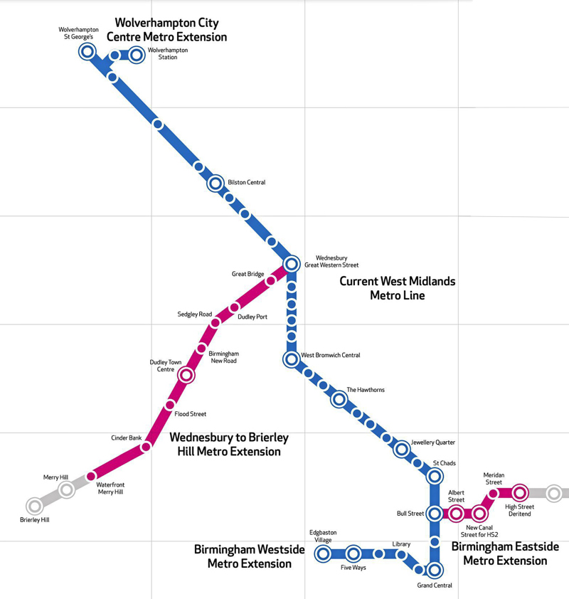 Map of West Midlands Metro